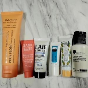 Skincare/haircare travel bundle. Davroe, Sand&Sky, Beauty Crop, L'eau de Mare++